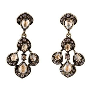 Signed Oscar de la Renta Champagne Earrings